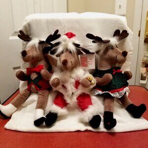 NWT VTG 1990 The Reindeer People Santa Christmas Trio 14" x 7" Made in Thailand